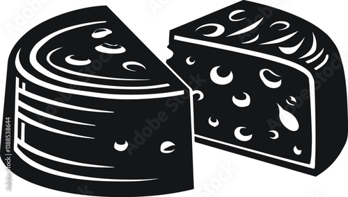 Cheese Slice Icon on Checkerboard Transparent Background