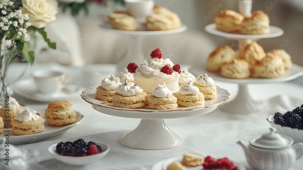 Delicious Scones with Clotted Cream for Afternoon Tea Delicious Scones with Clotted Cream for Afternoon Tea