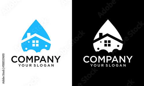 Creative house residential commercial cleaning logo design vector icon symbol template