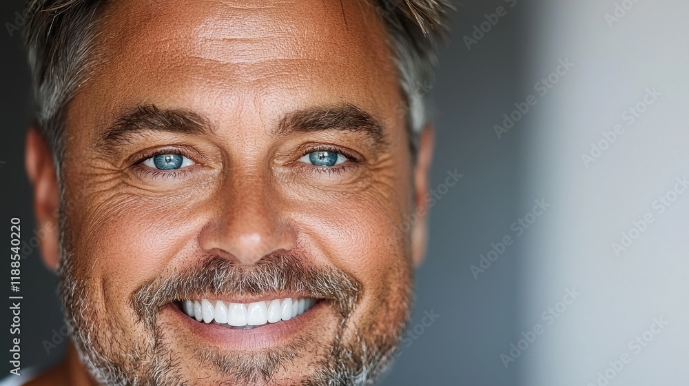 Naklejka premium a close up of a man with a smile on his face