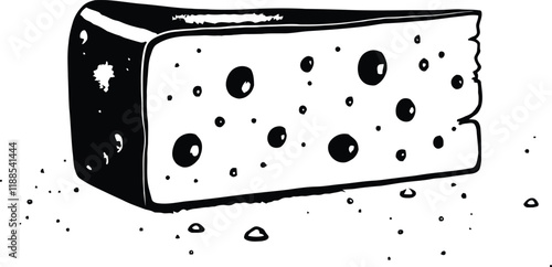 Cheese Slice Icon on Checkerboard Transparent Background