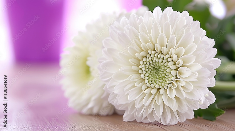 A bunch of white flowers sitting on top of a wooden table A bunch of white flowers sitting on top of a wooden table