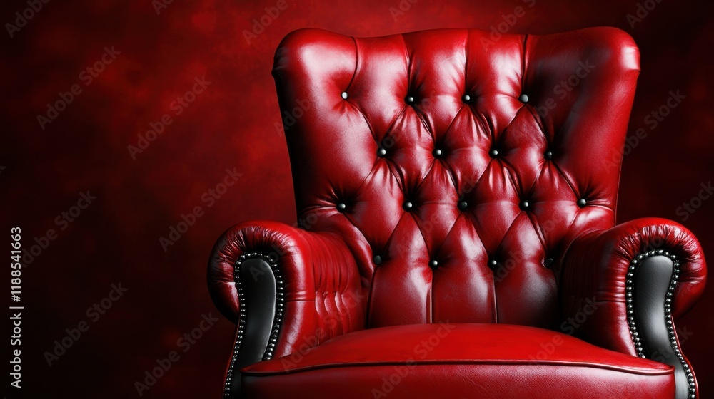 Obraz premium A red leather chair on a red background