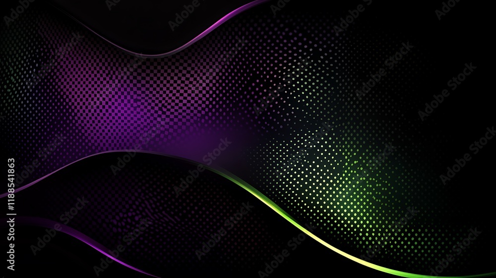 Abstract design, dark waves, dots, colors. Possible use in graphic design