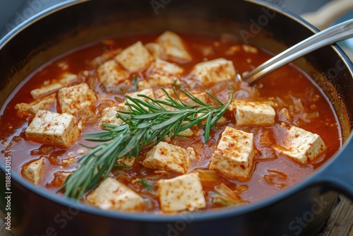 Korean soft tofu stew sundubu jjigae photo