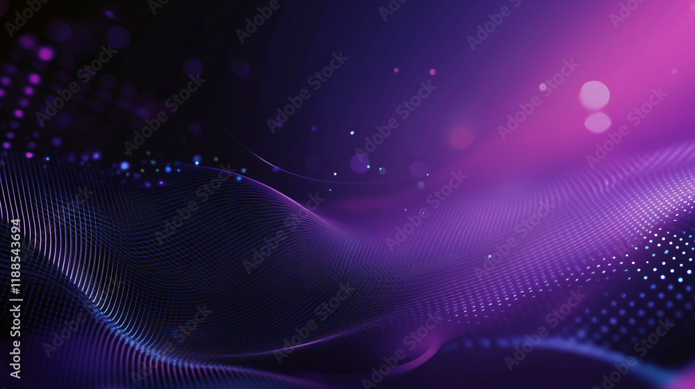 Obraz premium A dynamic purple metallic background features fluid shapes and precise engravings, with iridescent highlights evoking the elegance and complexity of advanced materials.