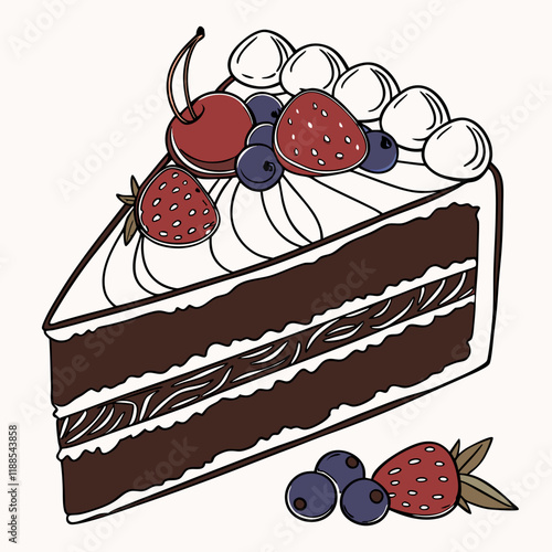 Chocolate Cake Slice with Berries