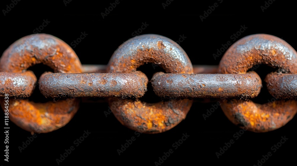 Fototapeta premium A rusty chain on a black background