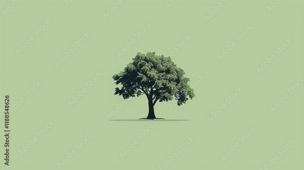 A simple illustration of a tree against a green background. A simple illustration of a tree against a green background.