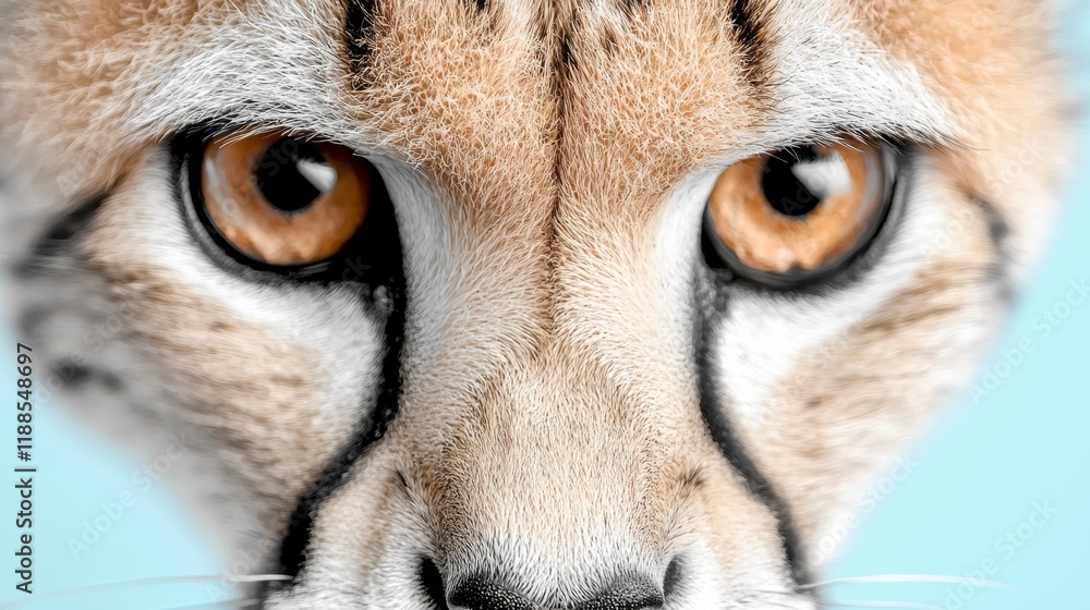 Obraz premium A close up of a cheetah's face with a blue background