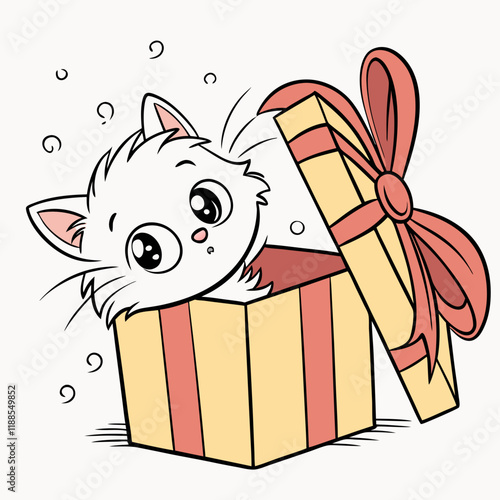 Cute Kitten in Gift Box