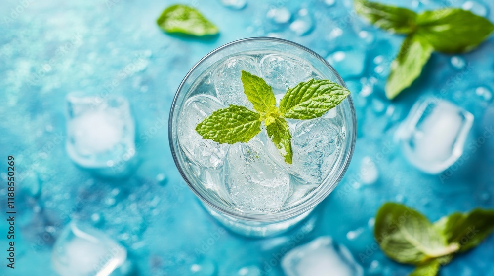 A tumbler of iced water with a blue backdrop. It is healthful and refreshing, particularly on hot days. A tumbler of iced water with a blue backdrop. It is healthful and refreshing, particularly on hot days.