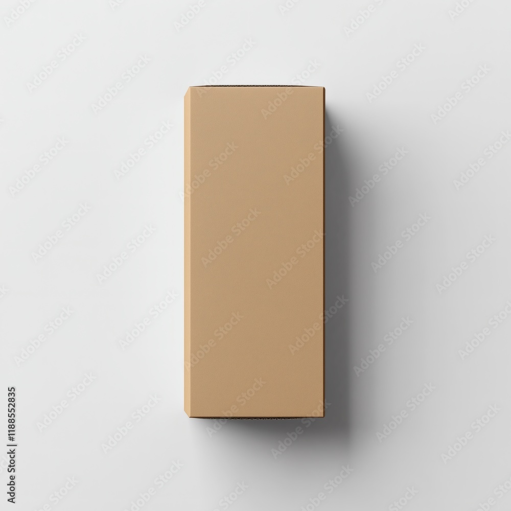 Simple Brown Cardboard Box Mockup on Clean White Surface - Minimalist Packaging Design Template for E-commerce, Shipping, and Storage Simple Brown Cardboard Box Mockup on Clean White Surface - Minimalist Packaging Design Template for E-commerce, Shipping, and Storage