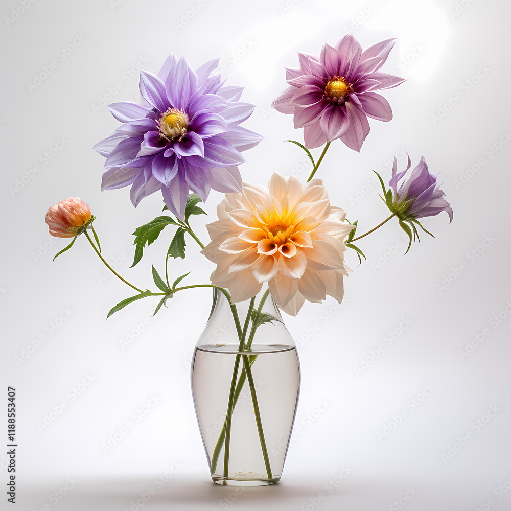 Beautiful bouquet of colorful flowers in a glass vase showcasing nature's elegance. Generative AI Beautiful bouquet of colorful flowers in a glass vase showcasing nature's elegance. Generative AI