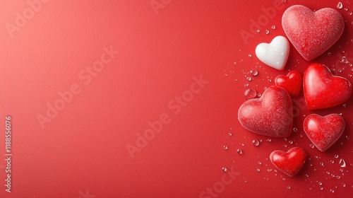 A bunch of red and white hearts on a red background