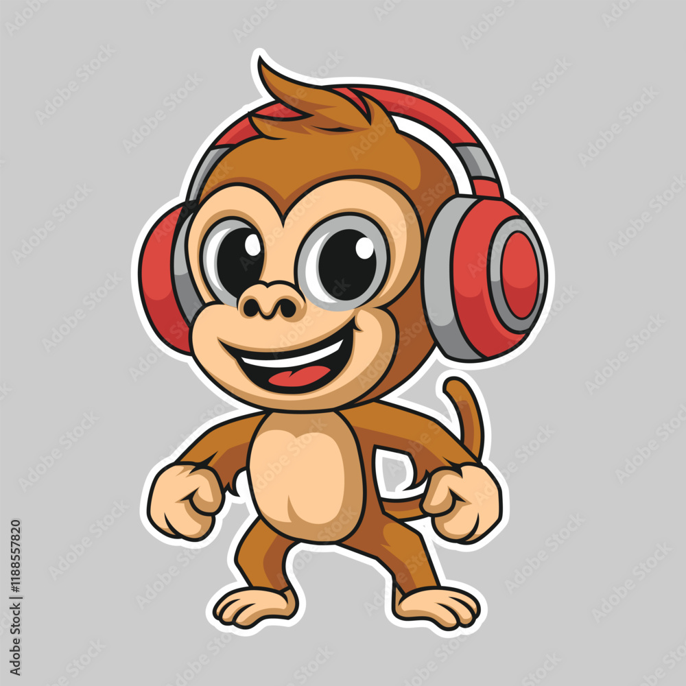 Obraz premium Monkey Mascot Logo, monkey character, monkey vector, monkey sticker illustration