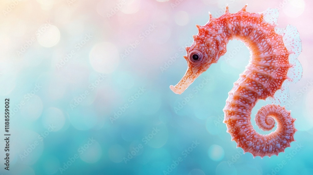 Fototapeta premium A seahorse on a blue and pink background
