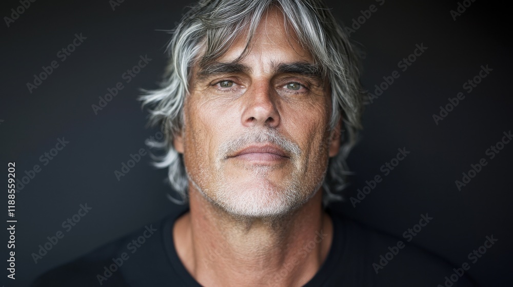 Obraz premium A man with grey hair and a black shirt