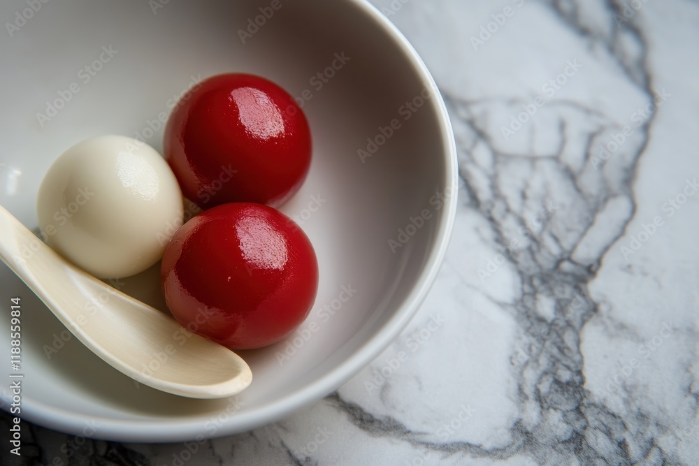 small homemade red and white dumplings small homemade red and white dumplings