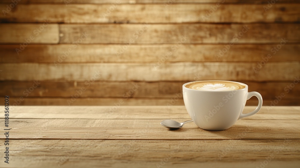 A cup of coffee sitting on top of a wooden table A cup of coffee sitting on top of a wooden table