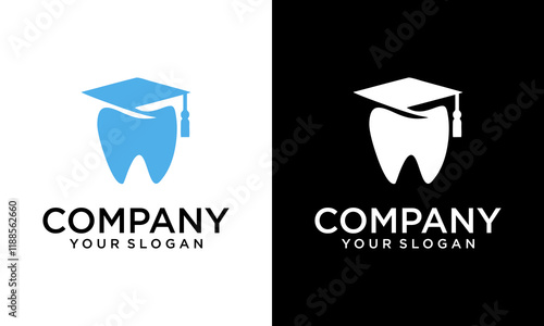Creative Blue Minimalist Dental Logo with graduation cap