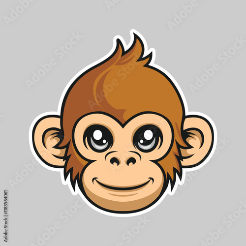 Monkey Mascot Logo, monkey character, monkey vector, monkey sticker illustration photo