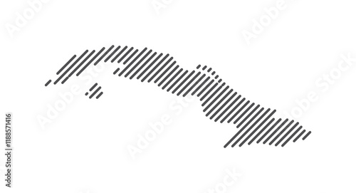 Cuba - Map of the country formed by lines. Vector Illustration.