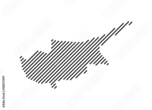 Cyprus - Map of the country formed by lines. Vector Illustration.