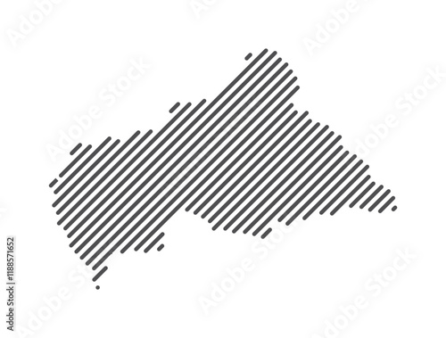 Central African Republic - Map of the country formed by lines. Vector Illustration.