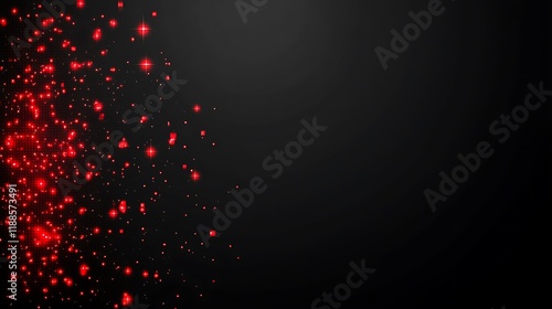 Red glitter particles on dark background photo