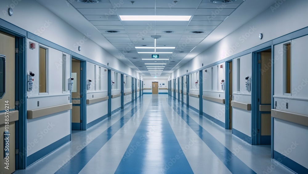 Empty corridor in a modern building with clean floors and light fixtures Empty corridor in a modern building with clean floors and light fixtures