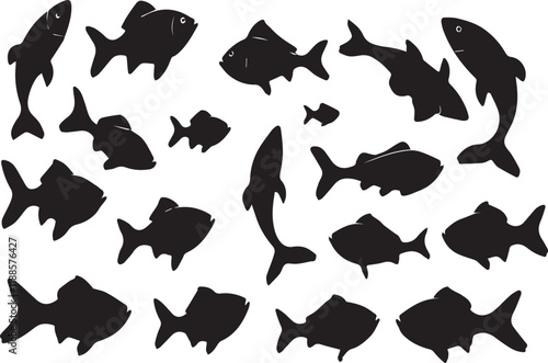 set of fish silhouettes