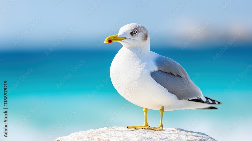 A seagull standing on a rock by the ocean A seagull standing on a rock by the ocean