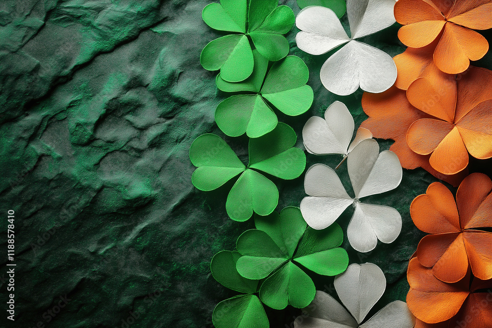 Colorful shamrocks and Irish flags celebrate Heritage Month with vibrant symbols of culture and pride
