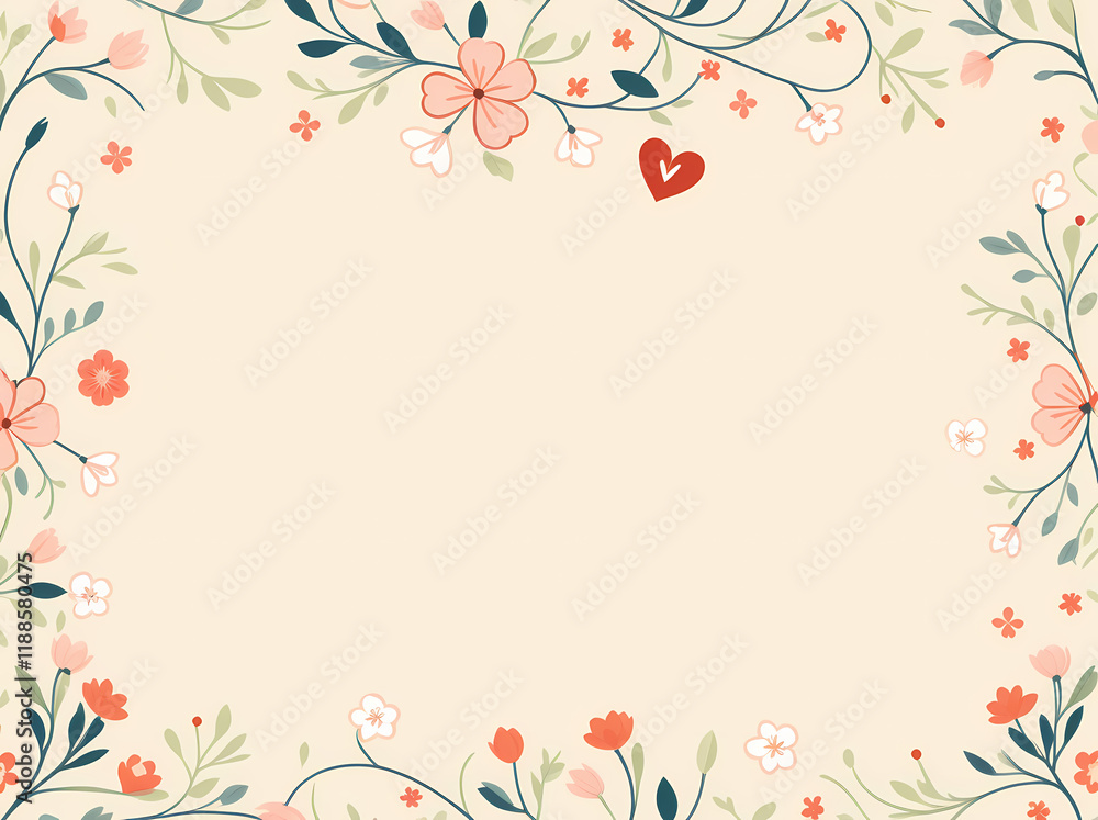 Floral frame with heart Floral frame with heart