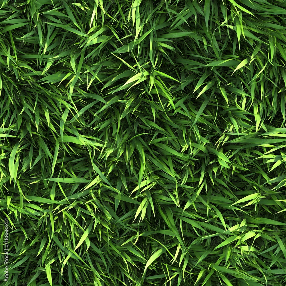 Fototapeta premium Eco-Friendly Nature Texture, Vibrant Grass Field and Leafy Pattern for Fresh, Seamless Background