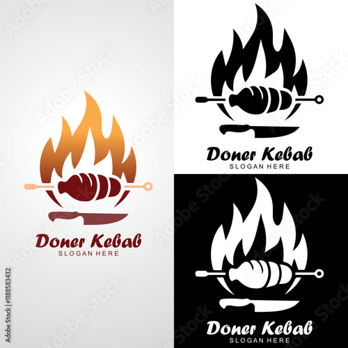 vector illustration Doner kebab logo templates. Vector creative labels for Turkish and Arabian fast food restaurant. business logos, branding logos photo