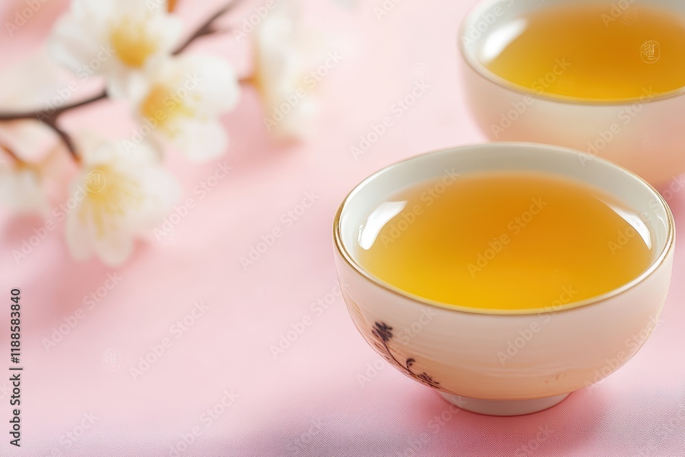 Yuja or yuzu tea on pink backdrop Focused shot ample space Trendy Korean drink Honey citrus infusion Yuja or yuzu tea on pink backdrop Focused shot ample space Trendy Korean drink Honey citrus infusion