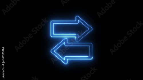 right and left arrow on digital technology blue neon motion graphic loop animation style