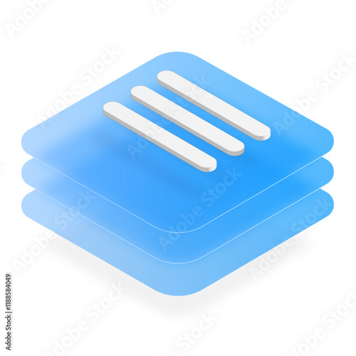 Isometric Layer Business Widget App Glassmorphism UI Icon Sign 3D and Symbol Design Illustrator Png Svg

