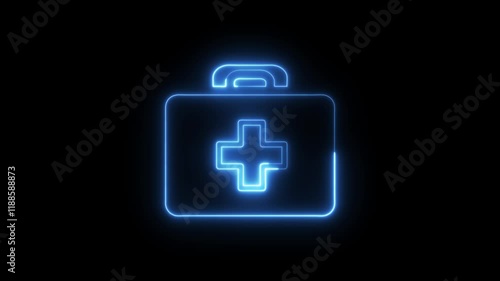 medical bag on digital technology blue neon motion graphic loop animation style