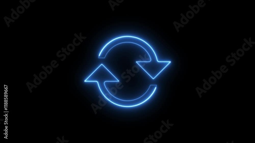 re icon on digital technology blue neon motion graphic loop animation style