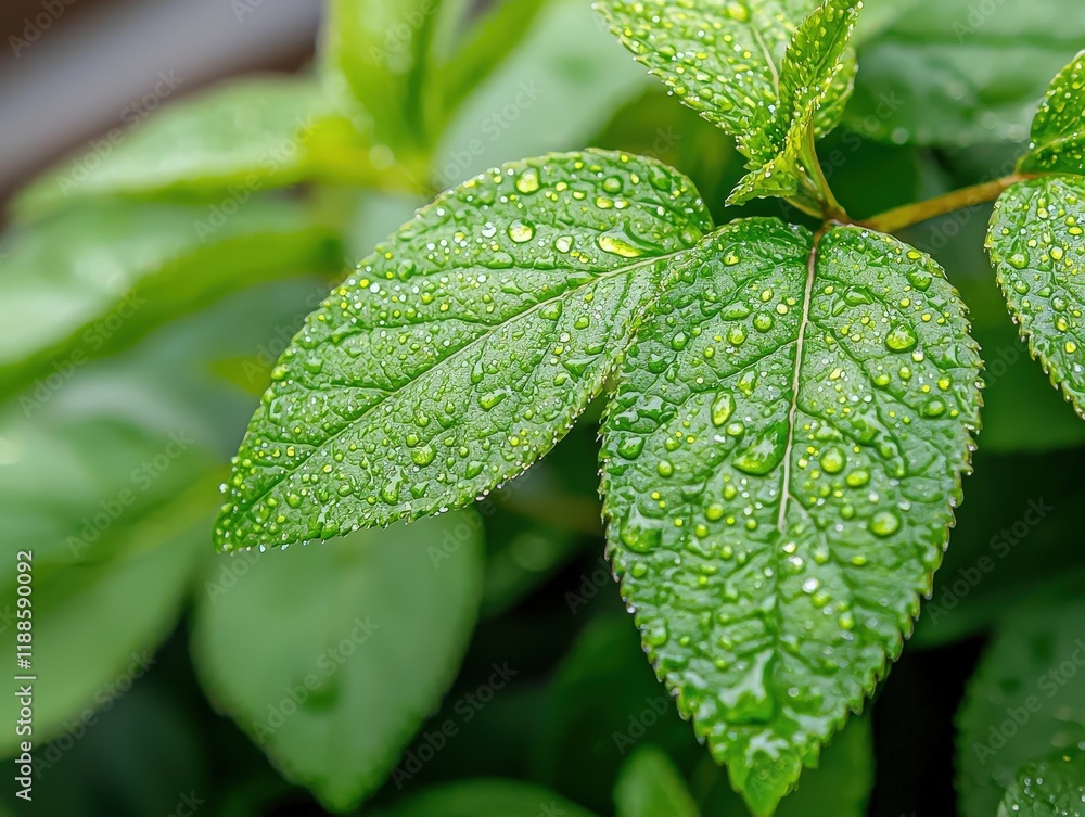 Close-Up of Dewdrop on Green Leaf Capturing Nature's Beauty and Freshness in a Macro Shot of Leafy Vegetation Close-Up of Dewdrop on Green Leaf Capturing Nature's Beauty and Freshness in a Macro Shot of Leafy Vegetation