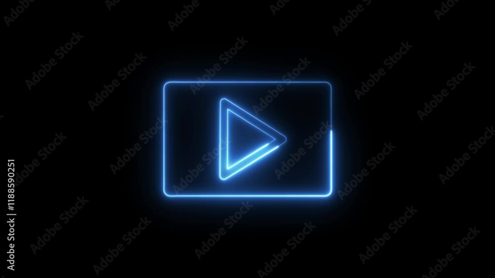 play button on digital technology blue neon motion graphic loop animation style play button on digital technology blue neon motion graphic loop animation style
