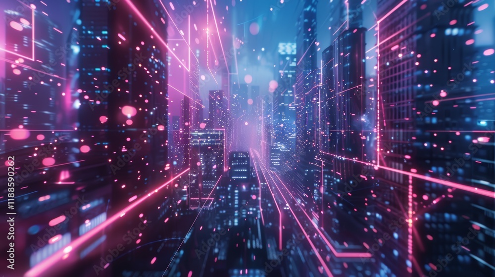 Fototapeta premium Cyberpunk Cityscape Wallpaper