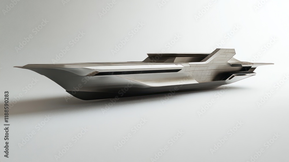 Futuristic silver yacht design on white background. Futuristic silver yacht design on white background.