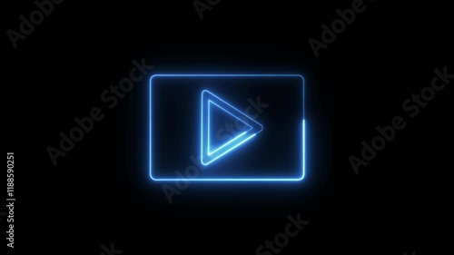 play button on digital technology blue neon motion graphic loop animation style