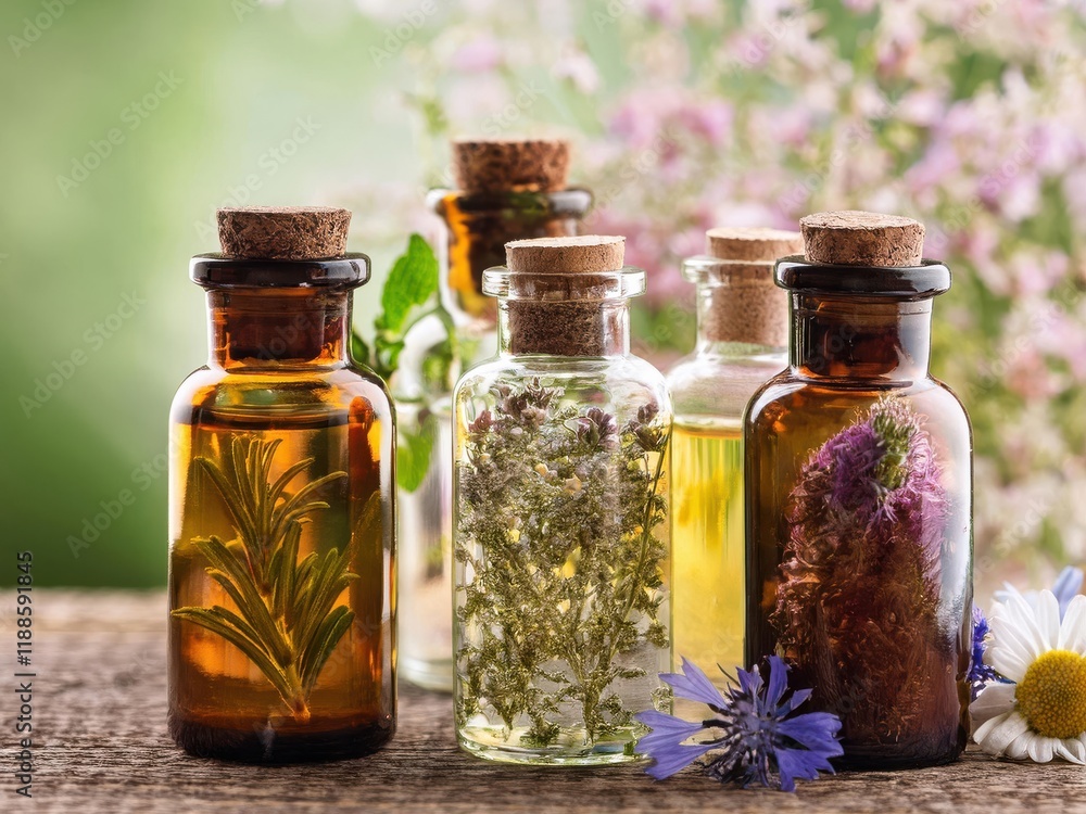 Assorted herbal bottles Assorted herbal bottles