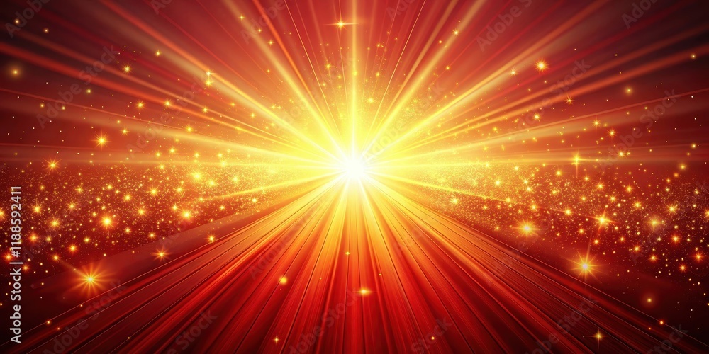 Fototapeta premium Vibrant abstract red background with intricate golden light rays effect , rays, mesmerizing, rays, mesmerizing, colorful