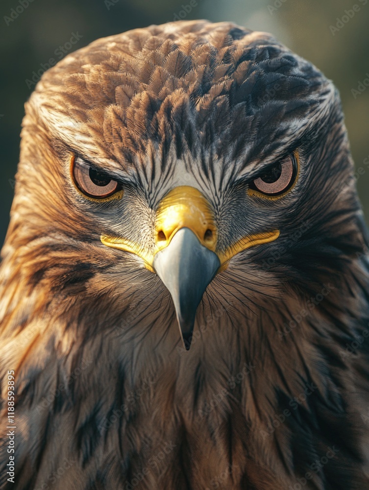 Fototapeta premium Close up of a bird's face with its eyes wide open and its beak pointed forward